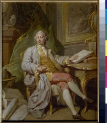 Retrato de L Henninger - Pintura de Anton Pavlovich Losenko (1737-1773), óleo sobre lienzo (31,5x26cm), hacia 1760 - (Retrato de L Henninger, Óleo sobre lienzo de Anton Pavlovich Losenko