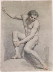 Un desnudo masculino sentado