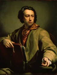 Autorretrato (Autorretrato). Pintura de Anton Raphael Mengs (1728-1779), hacia 1775. Óleo sobre madera. Arte alemán, estilo clásico. Museo del Hermitage, San Petersburgo.