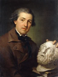 Retrato de Giuseppe Franchi, medio cuerpo, sosteniendo un busto de Homero, c.1771-73