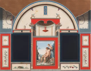 Pintura mural de una casa romana en los terrenos de la Villa Negroni en Roma, Venus y Adonis herido. 1778