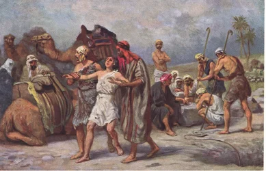 José vendido por sus hermanos, de la Historia de la Biblia de Hulbert publicada por The John Winston Company, 1932