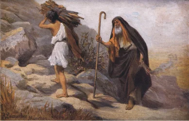 El sacrificio de Isaac, de la Historia de la Biblia de Hulbert publicada por The John Winston Company, 1932