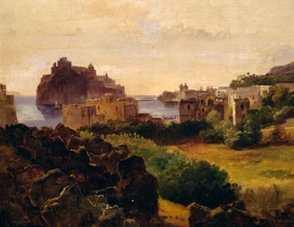 Vista de Ischia con castillo