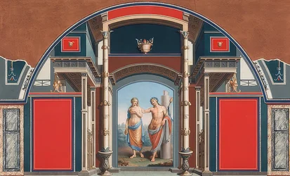 Pintura mural de una casa romana en los terrenos de la Villa Negroni en Roma, Baco y Ariadna. 1783