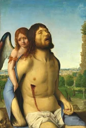 Cristo muerto sostenido por un ángel