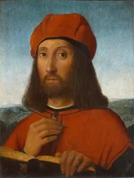 Retrato de un hombre con boina roja y libro