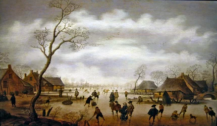 Una escena de invierno con patinadores