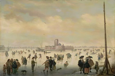 Escena de patinaje (óleo sobre tabla)
