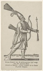 Hombre en ropa oriental Eenen Solachi del Lyf-wagt habitual del gran Señor (título sobre el objeto)