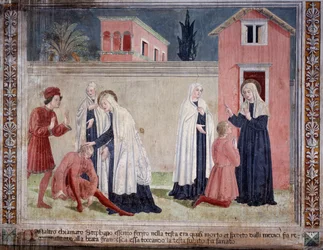 Vida de Santa Francesca Romana: La santa cura a un hombre herido en la cabeza