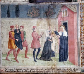 Vida de Santa Francesca Romana: La santa se encuentra con una mujer paralítica llamada Jacobella y promete sanarla