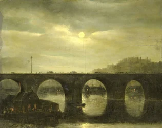 Uno de los puentes sobre el Sena, París, a la luz de la luna