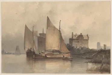 Vista del río con un velero