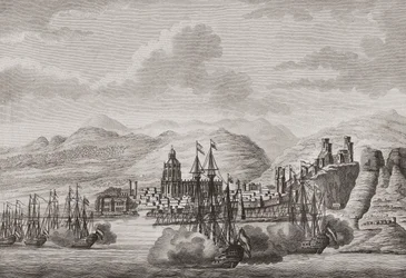 Flota holandesa frente a Málaga, España 1784 disparando salva. (imprimir)