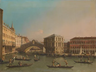 El Gran Canal con el Puente de Rialto y el Fondaco dei Tedeschi