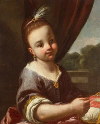 Niña con cesta (óleo sobre lienzo)