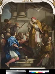 San Gregorio mostrando el corporal manchado de sangre