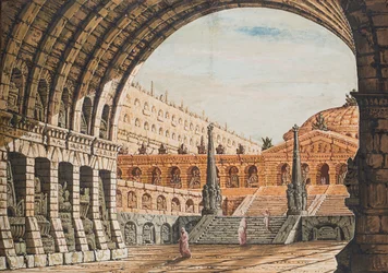 Arco de entrada con obeliscos