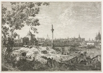 Panorama de una ciudad en un río