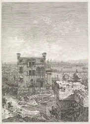 Vistas: Una casa rodeada por seis columnas, 1735-1746