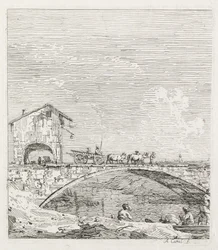 Vistas: Un carro pasando sobre un puente, 1735-1746