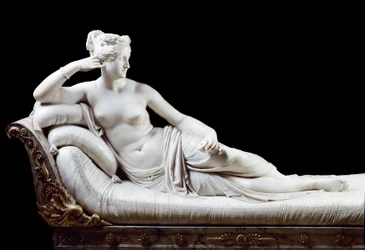 Pauline Bonaparte, Princesa Borghese, hermana de Napoleón I representada como Venus Victoriosa. Escultura de mármol por Antonio Canova