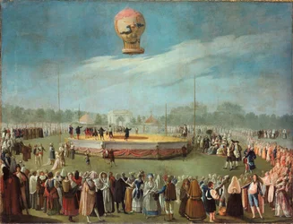 Ascenso de un globo en presencia de la corte de Carlos IV, ca. 1783