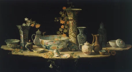 Pintura preparatoria para una mesa de piedra dura con jarrones de porcelana, ca 1875, por Antonio Cioci (entre 1722 y 1792)