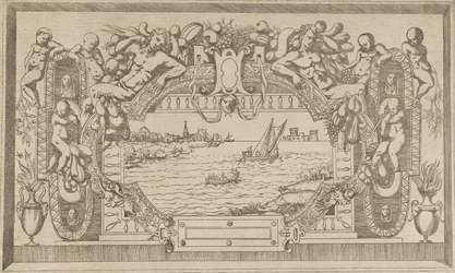 Paisaje con marco ornamental