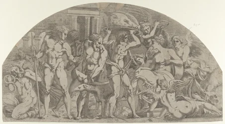 Meleagro llevando la cabeza del jabalí a Atalanta, 1540-45