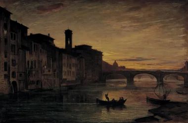 El río Arno en Ponte Santa Trinita, c.1866 ( óleo sobre lienzo)