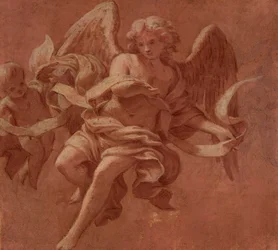 Putto y Ángel Sosteniendo una Banderola, 1706