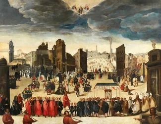 La procesión celebrando la consagración de la Insigne Colegiata de Santa María, 23 de octubre de 1611