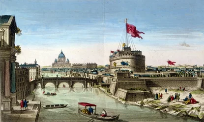 Roma, una vista del Tíber con el Castel Sant