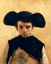 Prevetariello (pequeño cura), de Antonio Mancini (1852-1930), óleo sobre lienzo, 66x53 cm