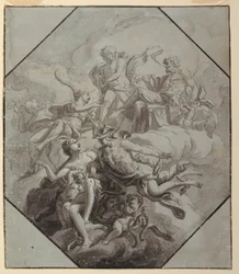 Diseño para una pintura de techo sobre el tema del Olimpo