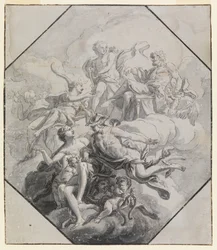 Diseño para una pintura de techo sobre el tema del Olimpo