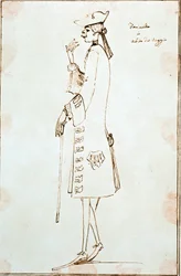 Retrato del cantante castrato Carlo Broschi dit Farinelli (1705-1782) representado durante su viaje a Venecia para interpretar "La Didone abbandonata" de Tommaso Albinoni alrededor de 1725. Dibujo de Anton Maria Zanetti (1680-1767) Venecia, Fondazione Cini