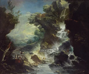 Paisaje con cascada
