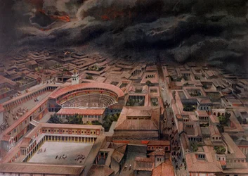 La erupción del Vesubio en Pompeya en el año 79 d. C.