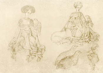 Mujeres con halcón y galgo