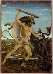 Hércules y la Hidra (temple sobre madera)
