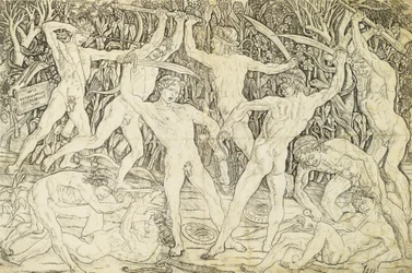 Desnudos en combate, de Antonio del Pollaiuolo (hacia 1431-1498), grabado