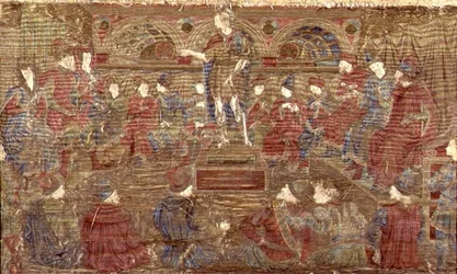 San Juan Bautista reprendiendo a Herodes, tapiz que representa escenas de la vida del santo