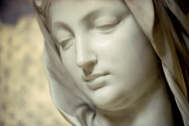 Virgen y Niño, detalle de la cabeza