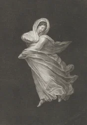 Una bacante con túnica fluida, mirando hacia abajo, brazo derecho doblado y brazo izquierdo, ca. 1795-1847