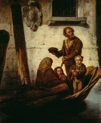 Una familia de plebeyos en una barca