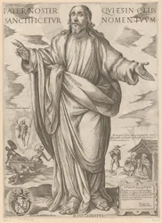 Cristo Padre nuestro que estás en los cielos, santificado sea tu nombre (título sobre el objeto) Cristo, María en de apóstol (título de la serie)