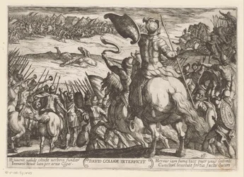 David mata a Goliat David Goliam Interficit (título sobre objeto) Escenas de batalla del Antiguo Testamento (título de la serie)
